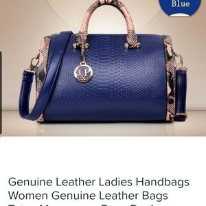Ladies Boston bag style tote  blue faux🐍 skin New